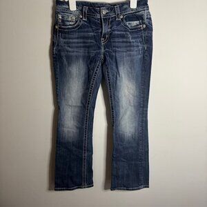 Miss Me Bootcut Embroidered Rhinestone Lace Jeans Size 30